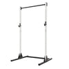 White Diagor Squat Power Rack D9 with pull-up bar and J-Cups, designed for heavy duty training in minimal space.