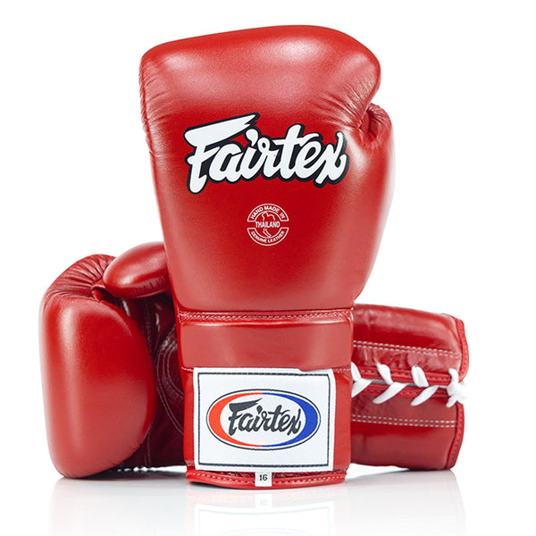 Fairtex BGL3 Lace-up Sparring Gloves - Red