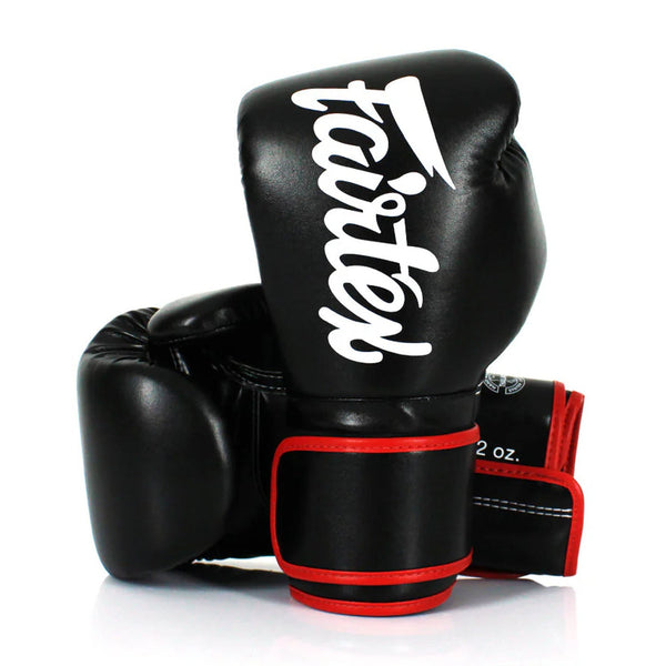Fairtex BGV14 Microfibre Boxing Gloves - Black (Red Trim)
