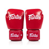 Red fairtex bgv1c plus boxing gloveson a white background front view