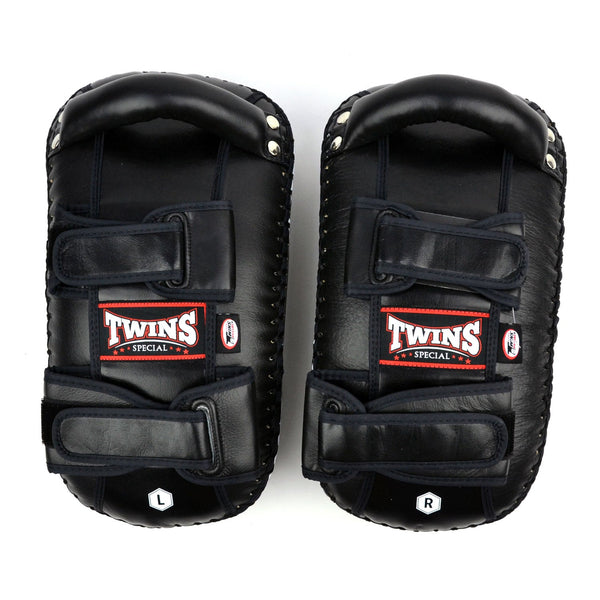KPL10 Twins Curved Leather Thai Kick Pads Black