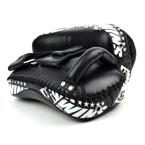 KPL10 Twins Curved Leather Thai Kick Pads Black