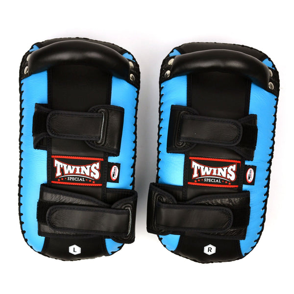 KPL10 Twins Curved Leather Thai Kick Pads Light Blue-Black