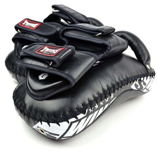Twins KPL12 Deluxe Kickpads aus gebogenem Leder, Schwarz