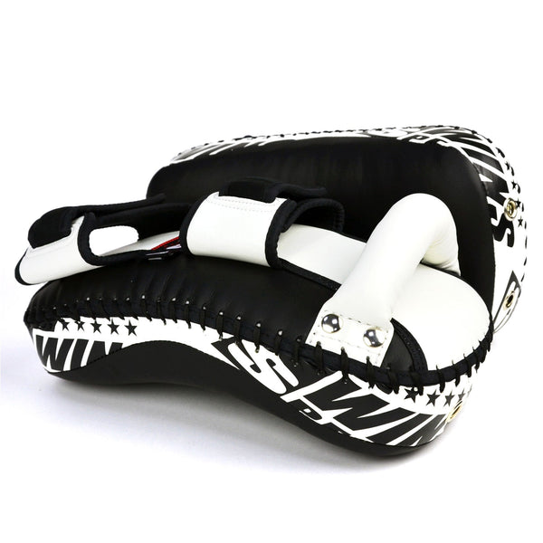 KPS10 Twins Lightweight Microfibre Thai Kick Pads Black-White