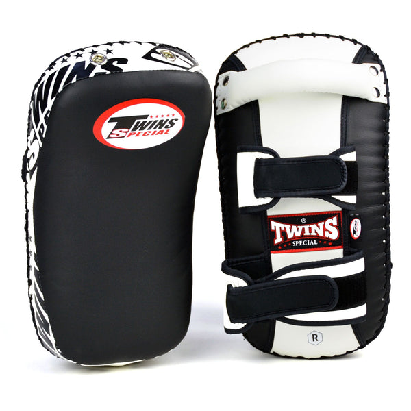 KPS10 Twins Lightweight Microfibre Thai Kick Pads Black-White