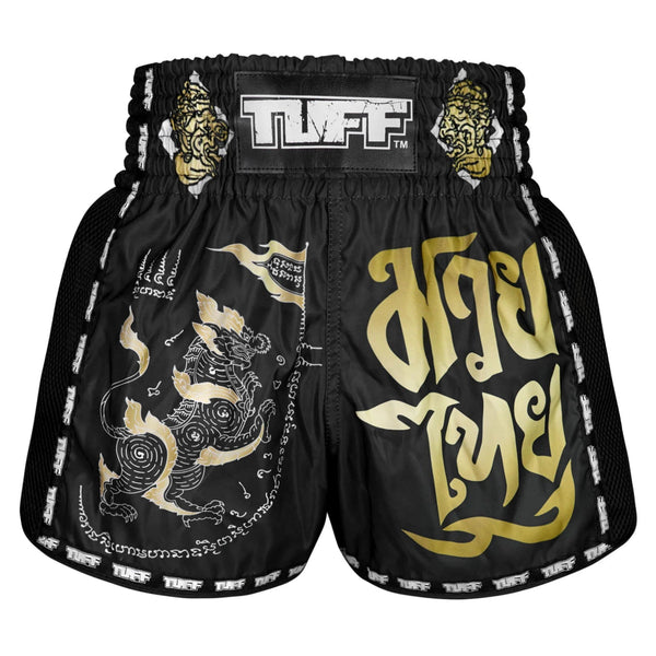 TUFF Muaythai Shorts Retro Style - MSC117 - Singha Yantra with War Flag