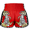 MSC122 TUFF Muaythai Shorts Retro Style Red Twin Tiger