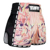 MSC123 TUFF Muaythai Shorts Retro Style Pink Birds With Roses