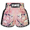 MSC123 TUFF Muaythai Shorts Retro Style Pink Birds With Roses