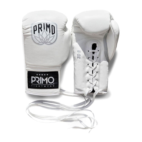 Primo Pro Lace-Up Boxing Gloves - White