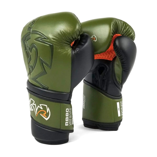 Rival RB80 Impulse Bag Gloves khaki orange boxing gloves pair