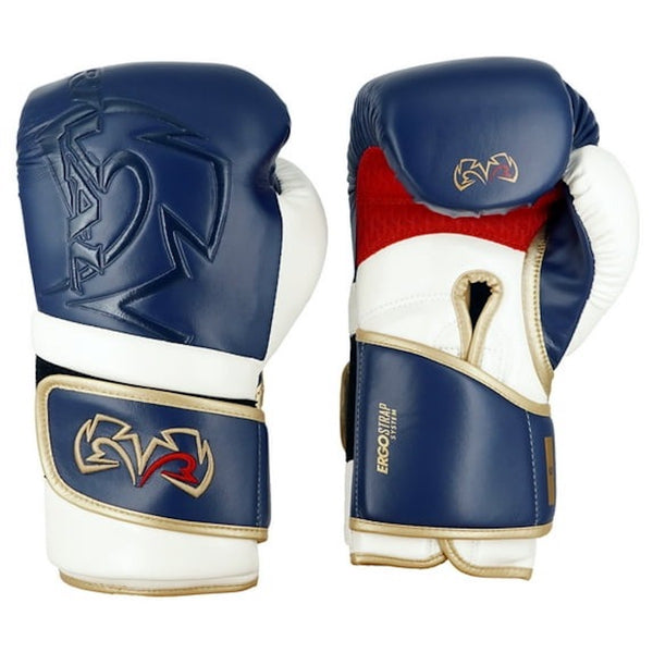 Rival RB80 Impulse Bag Gloves navy boxing gloves closeup view