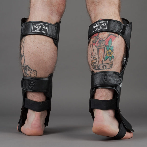 Top King TKSGP-GL Pro Leder-Schienbeinschoner Schwarz