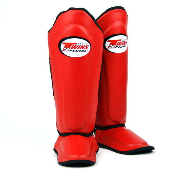 Red shin guards Twins Special Genuine Thai leather protection