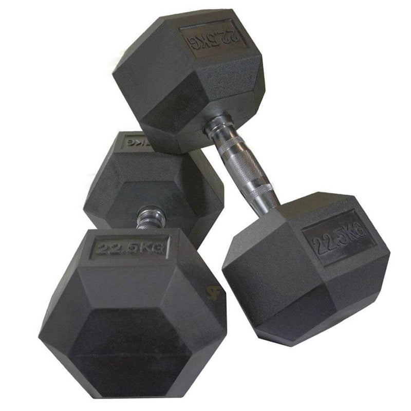 Pair of Diagor Rubber Coated Hex Dumbbells - 2 x 22.5kg
