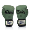 Front view of BGV11 Fairtex F-Day Boxing Gloves made of green leather