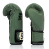 Side view of BGV11 Fairtex F-Day Boxing Gloves made of green leather, suitable for boxing and muay thai