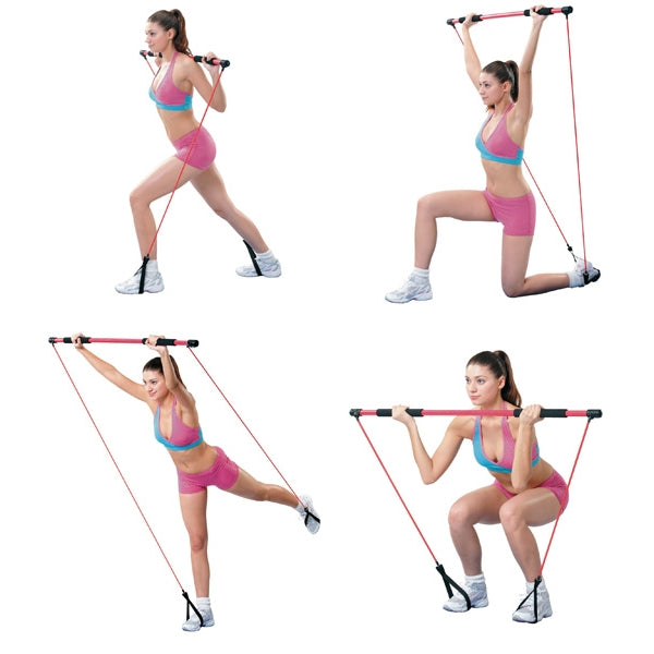 Exercise Bar with Resistance Bands 130cm + Instructions training DVD - Gymzey.com