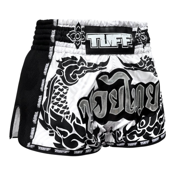 TUFF MSC108 Muay Thai Shorts Retro White The Great Hongsa