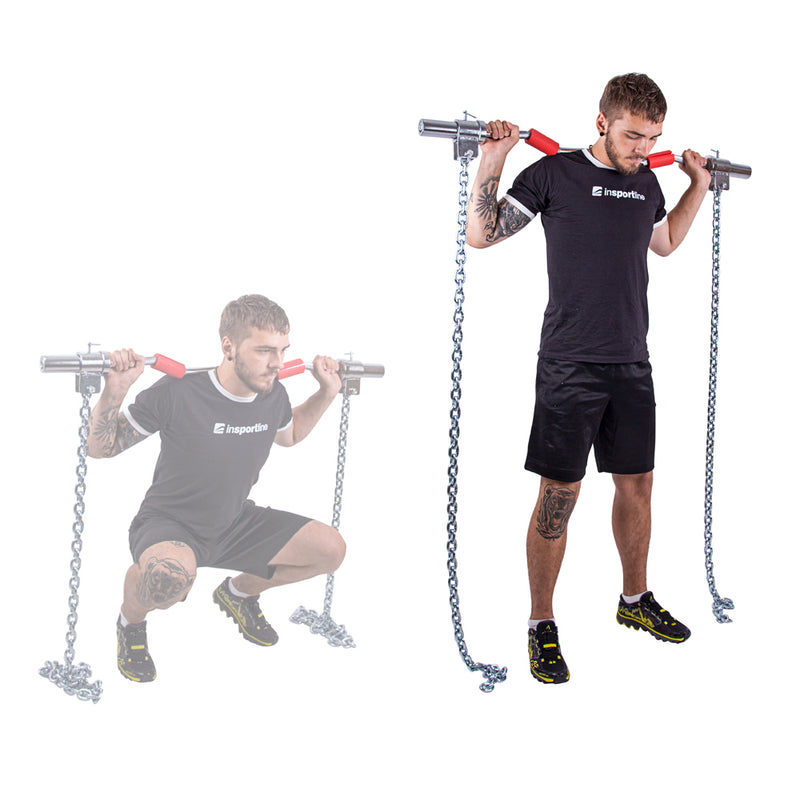 2 x 5kg Attachable Steel Chains with 7" Olympic Barbell Included - Gymzey.com