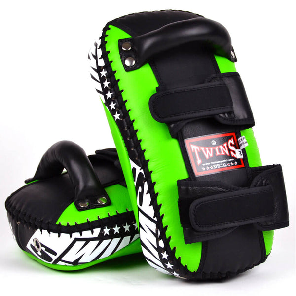 Twins KPL10 Leather Thai Kick Pads Green/ Black