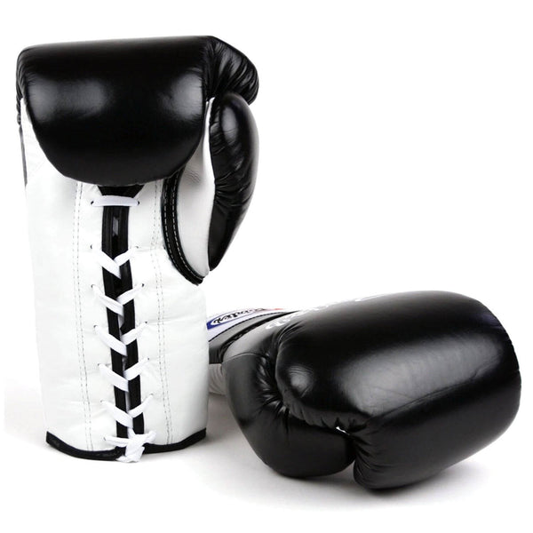 Fairtex BGL3 Lace-up Sparring Boxing Gloves Black-White