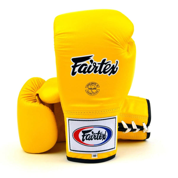 Fairtex BGL6 Wettkampfhandschuhe zum Schnüren, Gelb