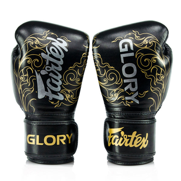 Fairtex X Glory BGVG3 Velcro Boxing Gloves - Black-Gold