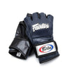pair of leather mma fairtex fgv12 ultimate gloves with velcro closure in blue colour