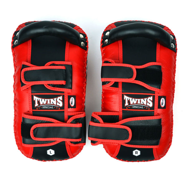 KPL10 Twins Curved Leather Thai Kick Pads Red-Black