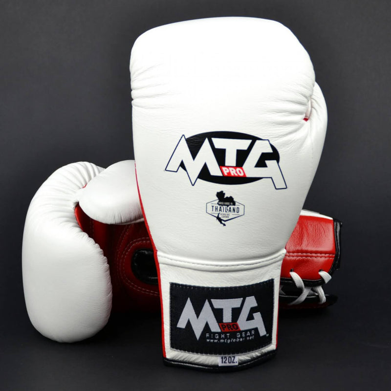 MTG LG2 Pro 3-Tone White Lace-up Boxing Gloves