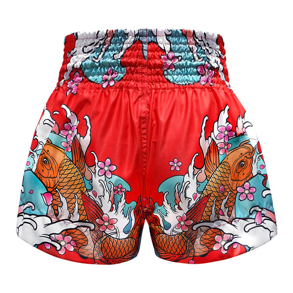 TUFF Muay Thai Shorts - MS637 - Red Japanese Koi Fish