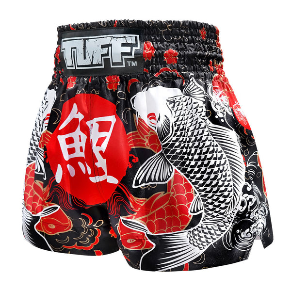 TUFF Muay Thai Shorts - MS638 - Black Japanese Koi Fish