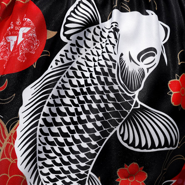TUFF Muay Thai Shorts - MS638 - Black Japanese Koi Fish