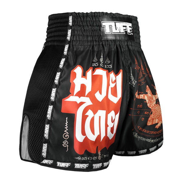MSC102 TUFF Muaythai Shorts Retro Style Hanuman Flying Raising The Flag