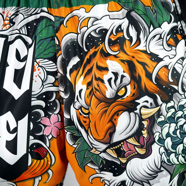 MSC105 TUFF Muaythai Shorts Retro Style Tora Mori to Kingyo