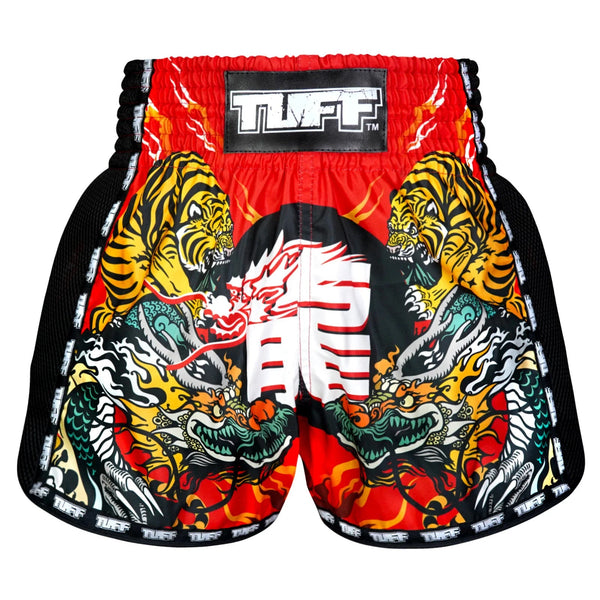 TUFF Muaythai Shorts Retro Style - MSC113 - Chinese Dragon and Tiger