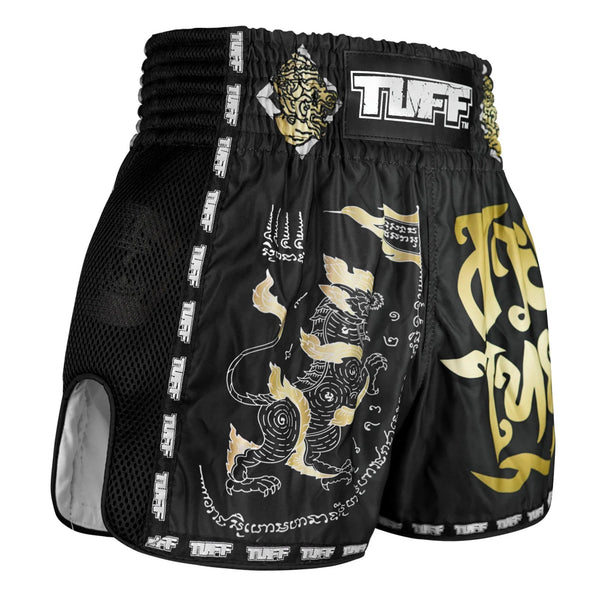 TUFF Muaythai Shorts Retro Style - MSC117 - Singha Yantra with War Flag