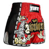 MSC122 TUFF Muaythai Shorts Retro Style Red Twin Tiger