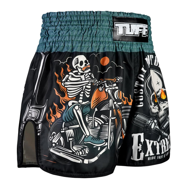TUFF High-Cut Retro Muaythai Shorts - RMS109 - The Skull Rider