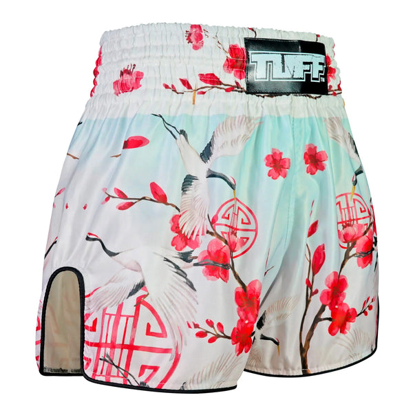RMS114 TUFF High-Cut Retro Muaythai Shorts Akai Tsuru The Red Crane
