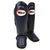 Pair of navy blue sgl10 Twins Special shin guards high quality leather boxing muay thai