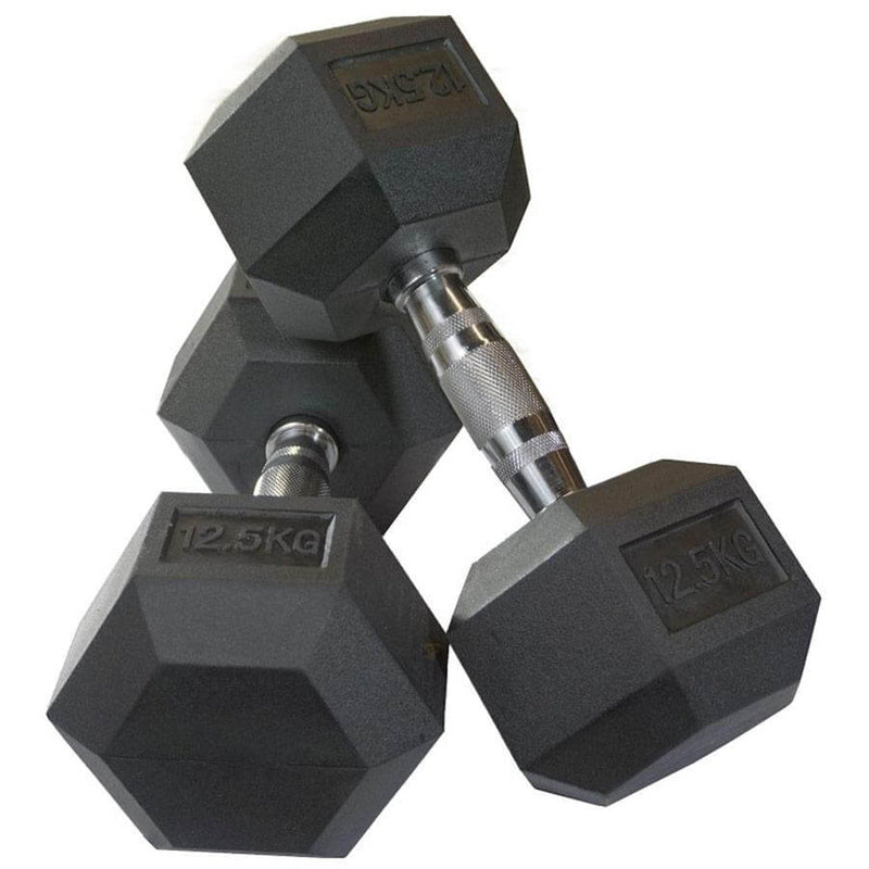 Pair of Diagor Rubber Coated Hex Dumbbells - 2 x 12.5kg
