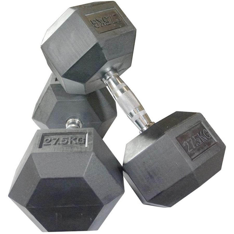 Pair of Diagor Rubber Coated Hex Dumbbells - 2 x 27.5kg