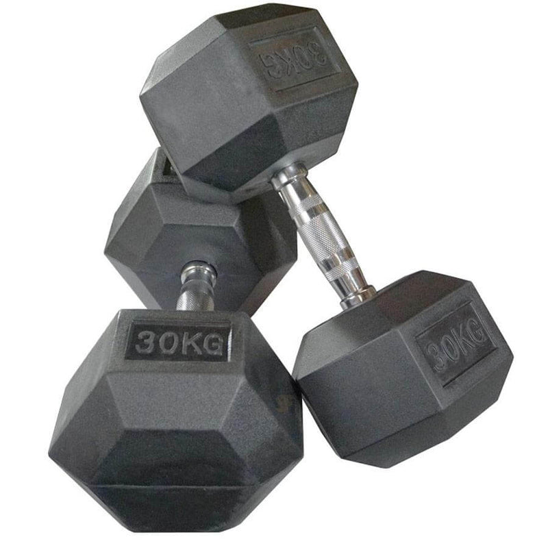 Pair of Diagor Rubber Coated Hex Dumbbells - 2 x 30kg
