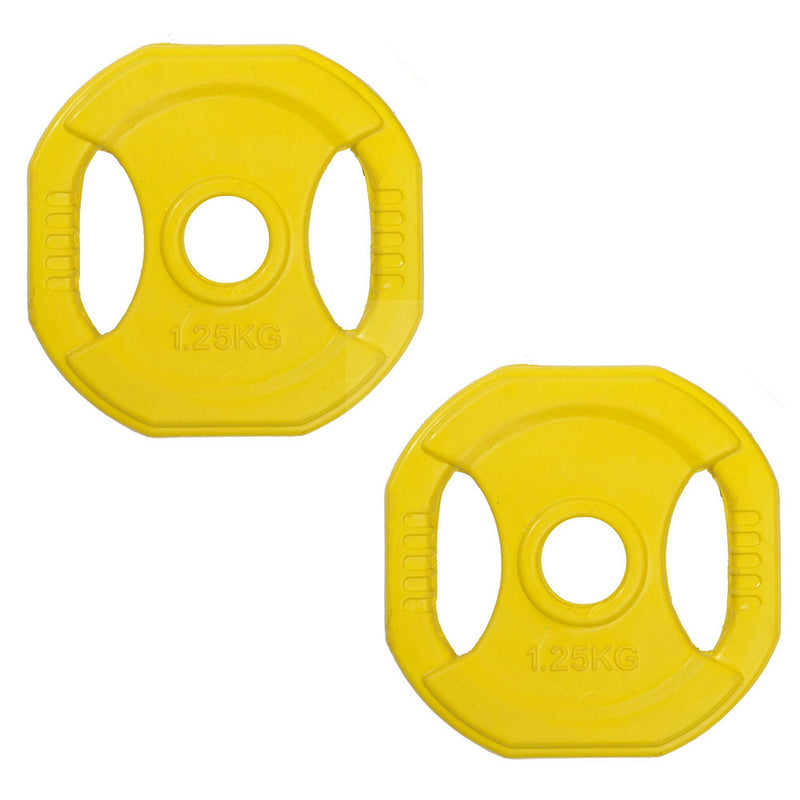 Set of 2 x 1.25kg Rubber-coated Body Bump Plates in Yellow for Les Mills, BodyPump and Fitness