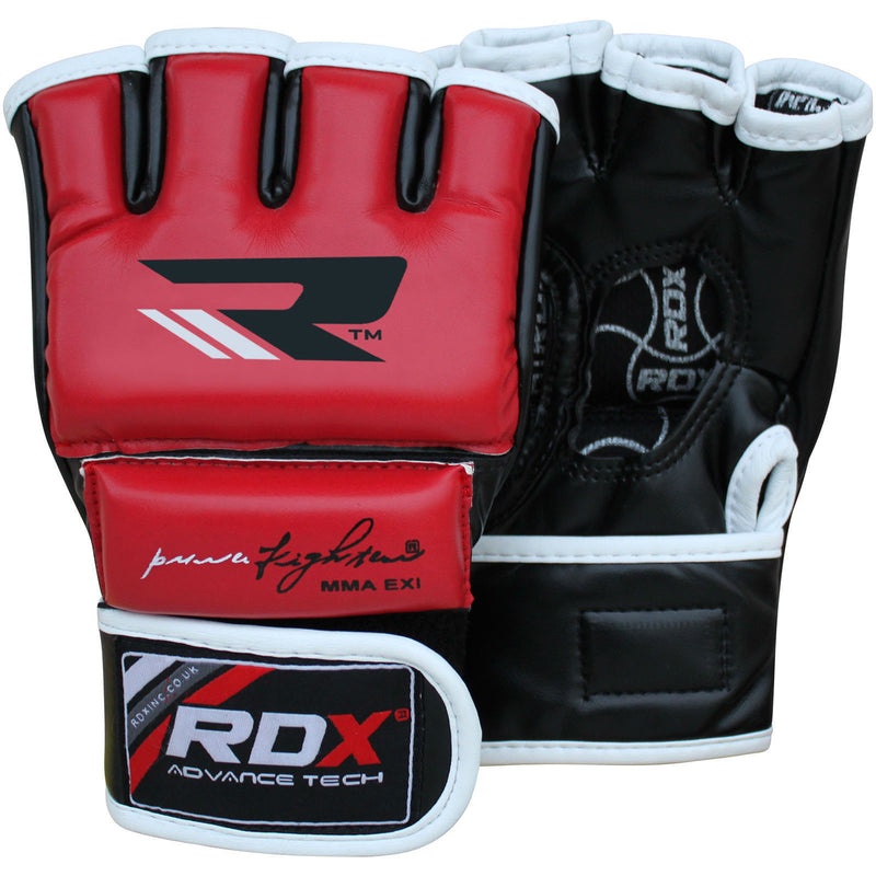 RDX Grappling MMA Training Leather-X Gloves - Red - Gymzey.com