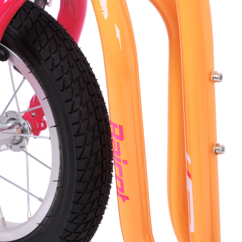 Portable Kick Scooter with 12" Wheels - Pink-Orange - Gymzey.com