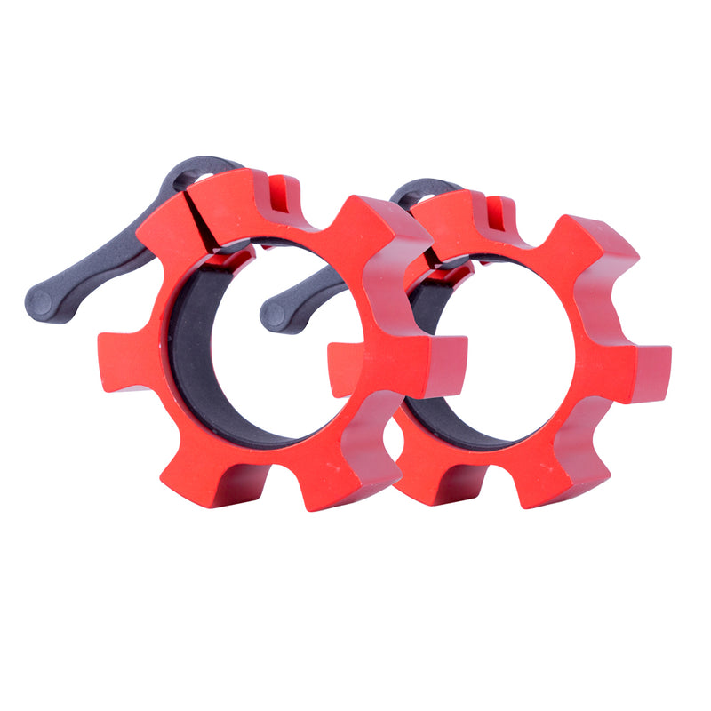 Aluminium Olympic 2" Safety Collars Set - Red - Gymzey.com